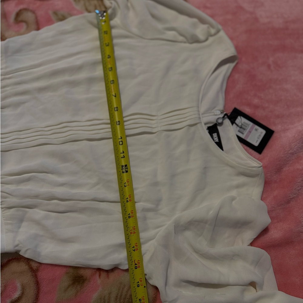 DKNY Cream Long Sleeve Wide Leg Belted Jumpsuit - Size 6 - Picture 9 of 13